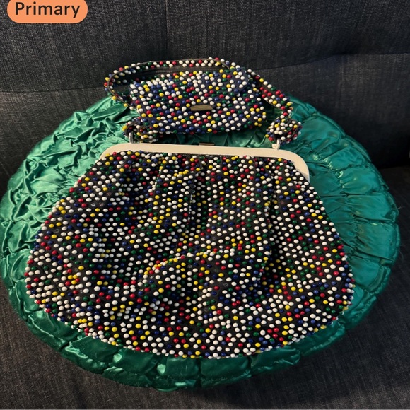 Vintage Handbags - vintage candy dot bubble bead purse with matching coin purse